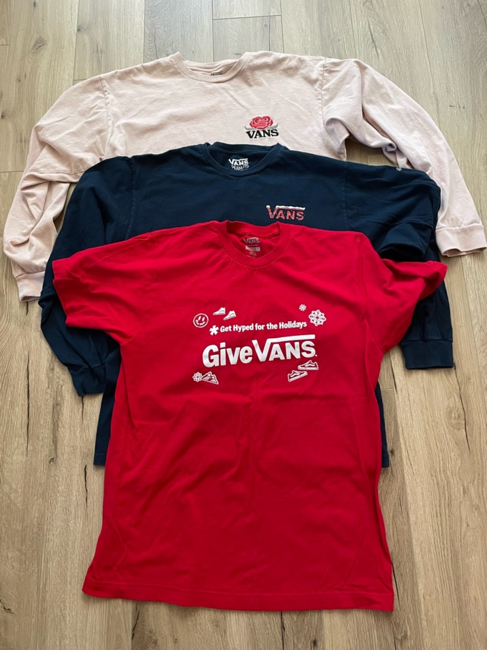 Bundle lot three Vans long sleeve tees vans x peanuts Xmas get hyped holidays L